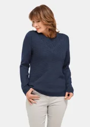 Pflegeleichter Pullover in hochwertiger Rippenstruktur - marine - Gr. 19 von Goldner Fashion