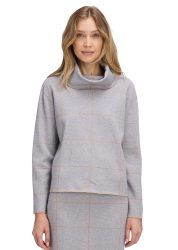 Rollkragenpullover mit Karomuster - grau / beige / méliert - Gr. 42 von Goldner Fashion