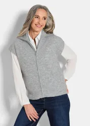 Strickweste mit Reissverschluss - grau / méliert - Gr. 19 von Goldner Fashion