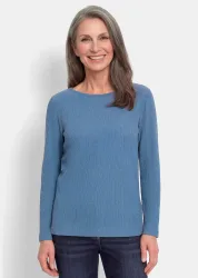Jersey-Shirt in Crêpe-Optik - blau - Gr. 19 von Goldner Fashion
