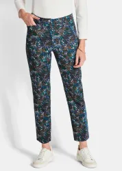 Hose LOUISA in Scuba-Qualität - royalblau / gemustert - Gr. 19 von Goldner Fashion