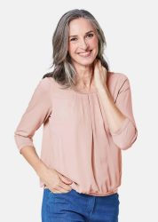 Gepflegtes Shirt in eleganter Blusen-Optik - rosé - Gr. 20 von Goldner Fashion