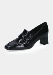 Leder-Pumps mit elegantem Blockabsatz - lackschwarz - Gr. 38 von Goldner Fashion
