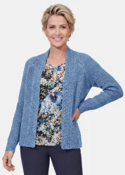 Zeitlose Strickjacke in Grobstrick - blau / méliert - Gr. 20 von Goldner Fashion