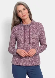 Sweatshirt aus flauschigem Jersey - beere / gemustert - Gr. 50 von Goldner Fashion