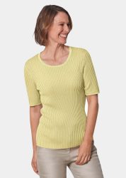 Pflegeleichter Pullover in hochwertiger Rippenstruktur - gelb - Gr. 20 von Goldner Fashion