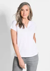 Shirt aus luftigem Viskosejersey - weiss - Gr. 44 von Goldner Fashion