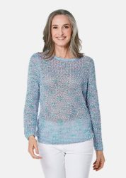 Effektvoller locker gestrickter Bändchengarnpullover - hellblau - Gr. 23 von Goldner Fashion