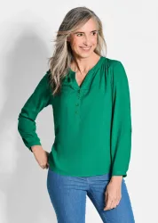 Bluse aus reiner Viskose - dunkelgrün - Gr. 22 von Goldner Fashion