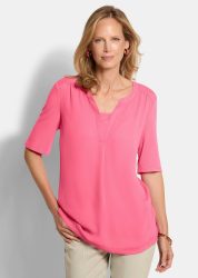 Bequemes Blusenshirt aus Chiffon und Jersey - pink - Gr. 44 von Goldner Fashion