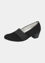Pumps aus Nubukleder mit Blockabsatz - schwarz - Gr. 37 von Goldner Fashion