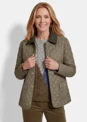 Leichte Steppjacke mit Kontrastkragen - khaki - Gr. 23 von Goldner Fashion