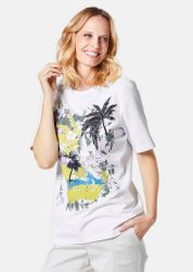 Druckshirt aus pflegeleichtem Baumwoll-Jersey - weiss / gemustert - Gr. 24 von Goldner Fashion