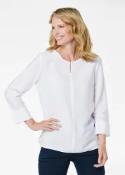 Rundhalsbluse aus strukturiertem Viskosemix - weiss - Gr. 19 von Goldner Fashion