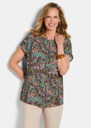 Viskose-Bluse mit Orient-Print - bunt / gemustert - Gr. 20 von Goldner Fashion