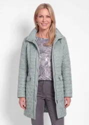 Stepp-Kurzmantel mit Stehkragen - graugrün - Gr. 40 von Goldner Fashion
