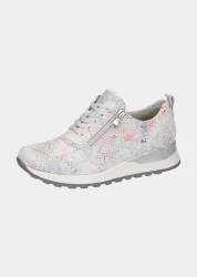 Sneaker mit femininem Foliendruck - grau / bunt - Gr. 5,5 von Goldner Fashion