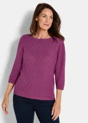 Pullover aus Baumwolle mit 3/4-Ärmeln - beere - Gr. 22 von Goldner Fashion