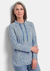 Sweatshirt aus flauschigem Jersey - blau / gemustert - Gr. 19 von Goldner Fashion