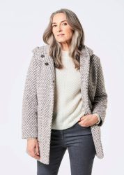 Kurzmantel mit Wollanteil in Bicolor-Optik - rosé / grau / gemustert - Gr. 40 von Goldner Fashion