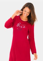 Baumwoll-Nachthemd mit Langarm - rot - Gr. 22/23 von Goldner Fashion
