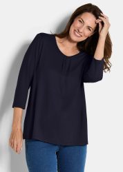 Feminines Shirt aus Viskose-Jersey - marine - Gr. 19 von Goldner Fashion