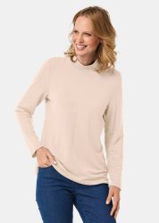 Stehkragenshirt mit Langarm - cremeweiss - Gr. 48 von Goldner Fashion