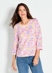 Printshirt in buntem Alloverprint - gelb / gemustert - Gr. 25 von Goldner Fashion