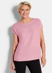 Bluse mit Glitzersteinen - rosé - Gr. 19 von Goldner Fashion