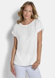 Edles Blusenshirt mit Glitzersteinen - cremeweiss - Gr. 23 von Goldner Fashion