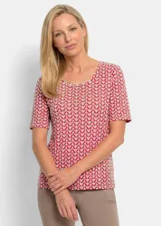 Jersey-Shirt mit Minimal-Rautenmuster - rot / weiss / gemustert - Gr. 23 von Goldner Fashion