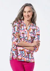 Bluse im Tunikastil - weiss / gemustert - Gr. 19 von Goldner Fashion
