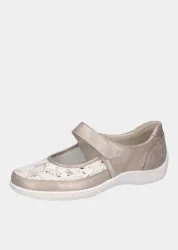 Slipper mit verstellbarem Klettverschluss - taupe / gemustert - Gr. 40 von Goldner Fashion
