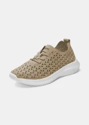 Extraleichte Halbschuhe mit Lochmuster - khaki - Gr. 37 von Goldner Fashion
