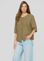 Strickjacke aus Bändchengarn - khaki - Gr. 42 von Goldner Fashion