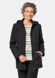Wasserabweisende Softshelljacke mit Kapuze - schwarz - Gr. 19 von Goldner Fashion
