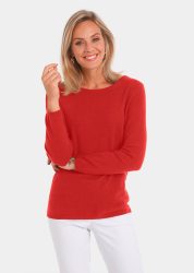 Kaschmirpullover mit U-Boot Ausschnitt - rot - Gr. 21 von Goldner Fashion