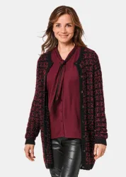Schicker Strickcardigan mit Glanzgarnen - schwarz / bordeaux - Gr. 21 von Goldner Fashion