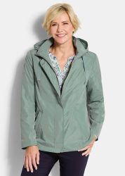 Jacke mit abnehmbarer Kapuze - graugrün - Gr. 52 von Goldner Fashion