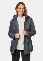 Jacke mit Kapuze in dezenter Crashstruktur - anthrazit - Gr. 20 von Goldner Fashion