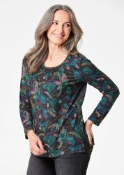Druckshirt mit kaschierendem Effekt - bunt / gemustert - Gr. 21 von Goldner Fashion