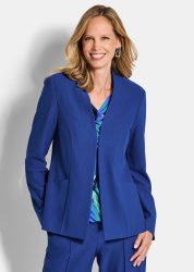 Blazer ohne Revers aus Viskose-Stretch - royalblau - Gr. 20 von Goldner Fashion
