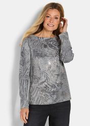Sweatshirt in Metallic-Optik - grau / gemustert - Gr. 21 von Goldner Fashion