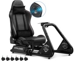 GTPLAYER Simulator Cockpit, sim racing cockpit, rennsimulator lenkradständer mit Lautsprechern, Lenkrad und Pedalablage