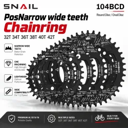 GOLDIX SNAIL 104BCD Narrow Wide Kettenblatt 32T 34T 36T 38T Rund Oval Einzel-Gang Aluminium Fahrrad-Kettenblatt für MTB Rennrad Kurbel