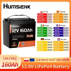 Humsienk 12,8V 160Ah Max LiFePO4 Lithium-Batterie mit integriertem 150A BMS, 2048Wh Energie, 15000+ Zyklen, wiederaufladbare Deep-Cycle Lithium-Eisenphosphat-Batterie für Wohnmobile, Marine, Solar und