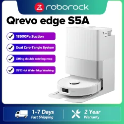 Roborock Qrevo Edge S5A (Upgrade von Qrevo Master), 17000 Pa Saugleistung, Duales Anti-Tangle-System, 75°C Heißwasser-Wischfunktion