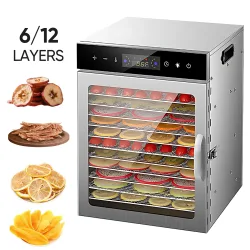 Obsttrockner 6-12 Ebenen Lebensmittel-Dehydrator Snack-Kräuter-Trockner 800W Trocknungsmaschine für hausgemachtes Trockenfleisch für Haustiere