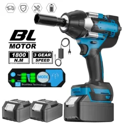 1800N.m Bürstenloser elektrischer Schlagschrauber, 5 Gänge, 1/2'' Schraubendreher, Autoreparatur-Elektrowerkzeug für Makita 18V Akku
