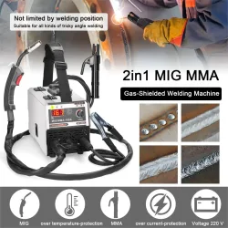 2-in-1 MIG/MMA Schweißgerät mit Digitalanzeige 160A IGBT Inverter DC-Schweißmaschine Gasgeschützt/Gaslos Lichtbogenschweißgerät